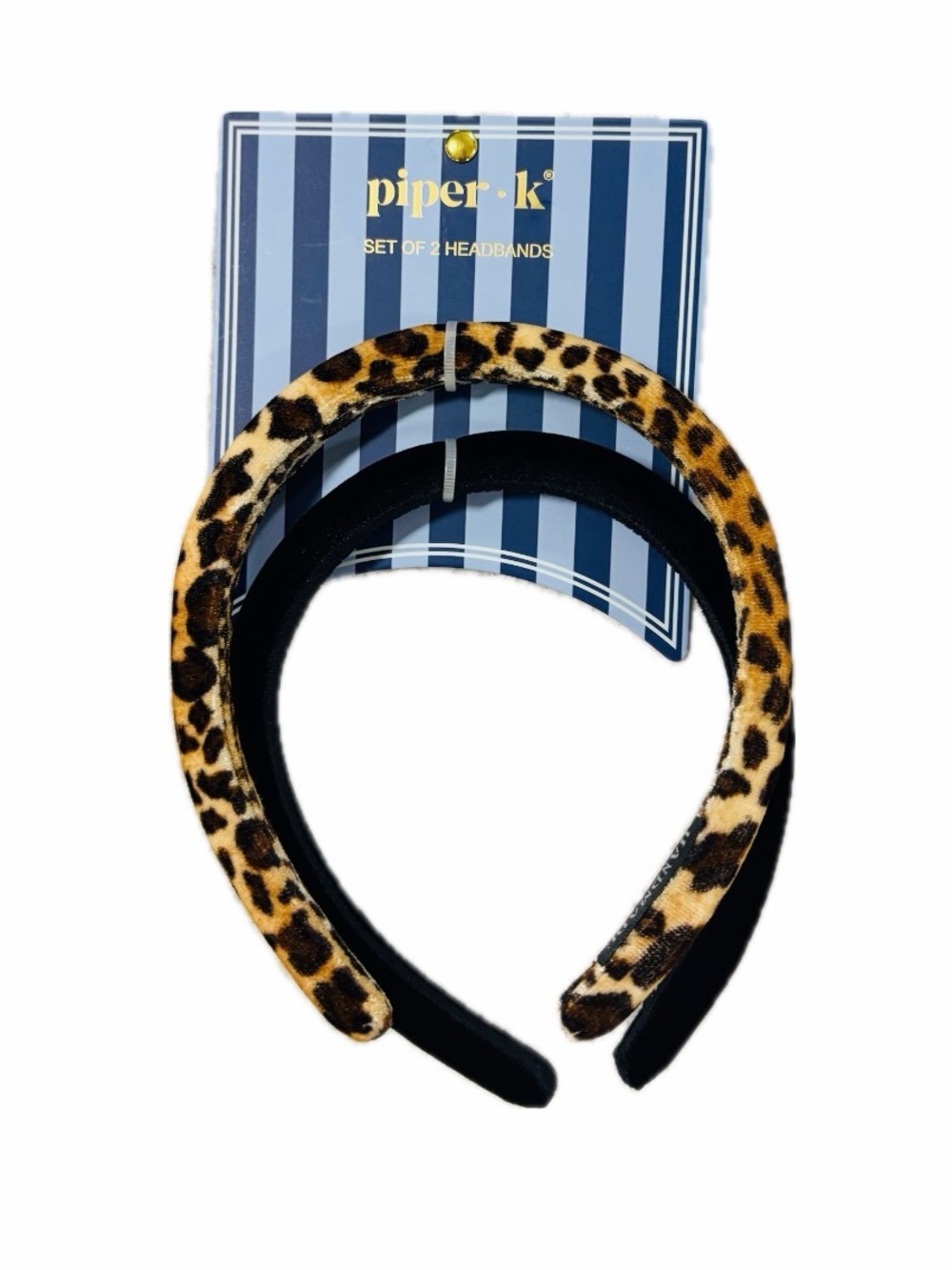 NWT ⚜️🖤⚜️ Piper K Velvet Headband Set: Black & Cheetah